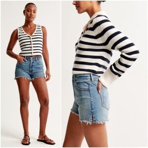 Abercrombie & Fitch High Rise Mom Shorts Rigid Distressed